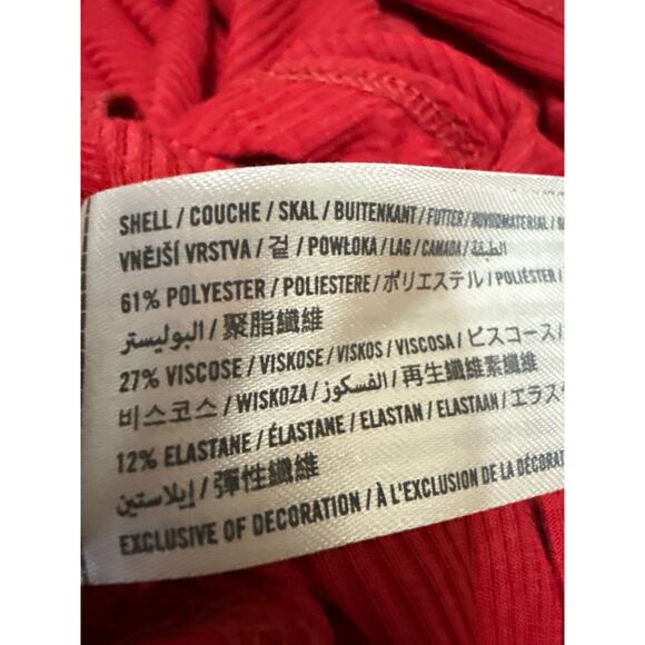 Hollister Red Ribbed Knit Short Sleeve Open Twist Back T Shirt Crop Top Size XS - Picture 4 of 4